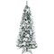 Costway 5ft/6ft/7ft/8ft Snow Flocked Christmas Pencil Tree w/ Berries & Poinsettia Flowers